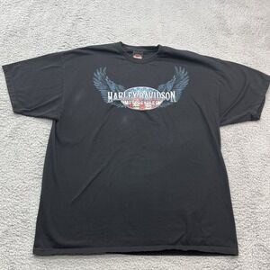 Harley Davidson T Shirt Mens 2XL Liberty HD Motorcycles Boston Heights, OH Black